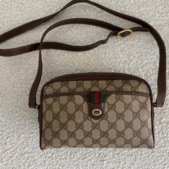 Authentic GUCCI GG Supreme Web Sherry Line Shoulder Bag PVC Beige - Picture 1 of 13